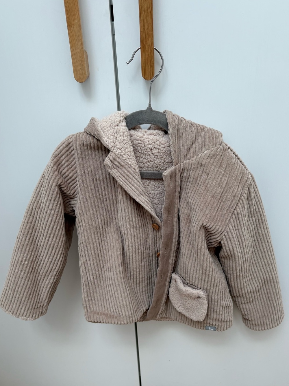 SNUG corduroy fleece hooded fall jacket boy girl neutral tan toddler 2 NWT $80